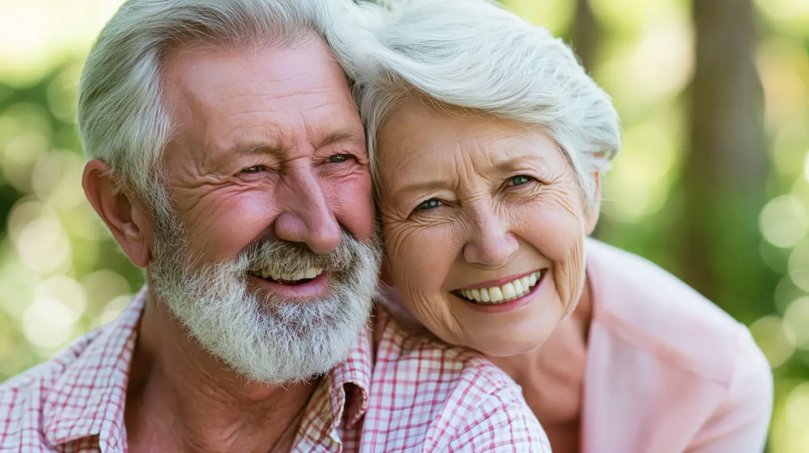 Smiling senior couple showing full smiles after Teeth in a Day implants